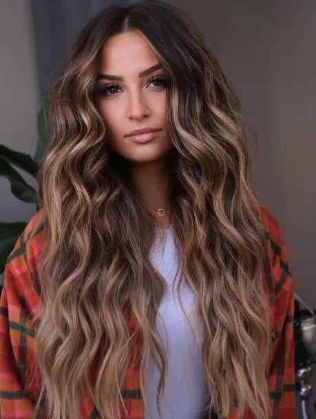 caramel kupfer haare mit blonden strahnen 18 Zwei Blonde Strähnen Vorne Braune Haare